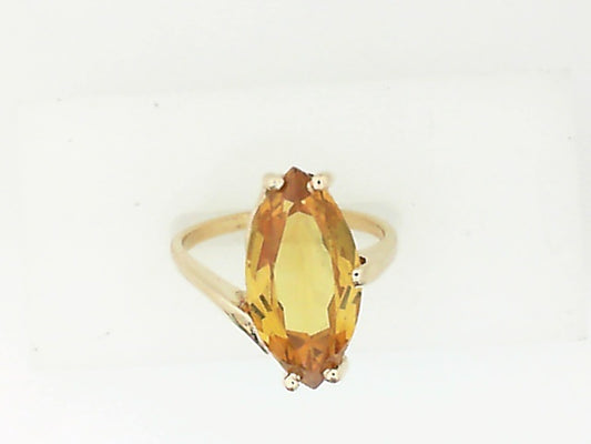 Vintage Yellow Gold Marquise Citrine Ring