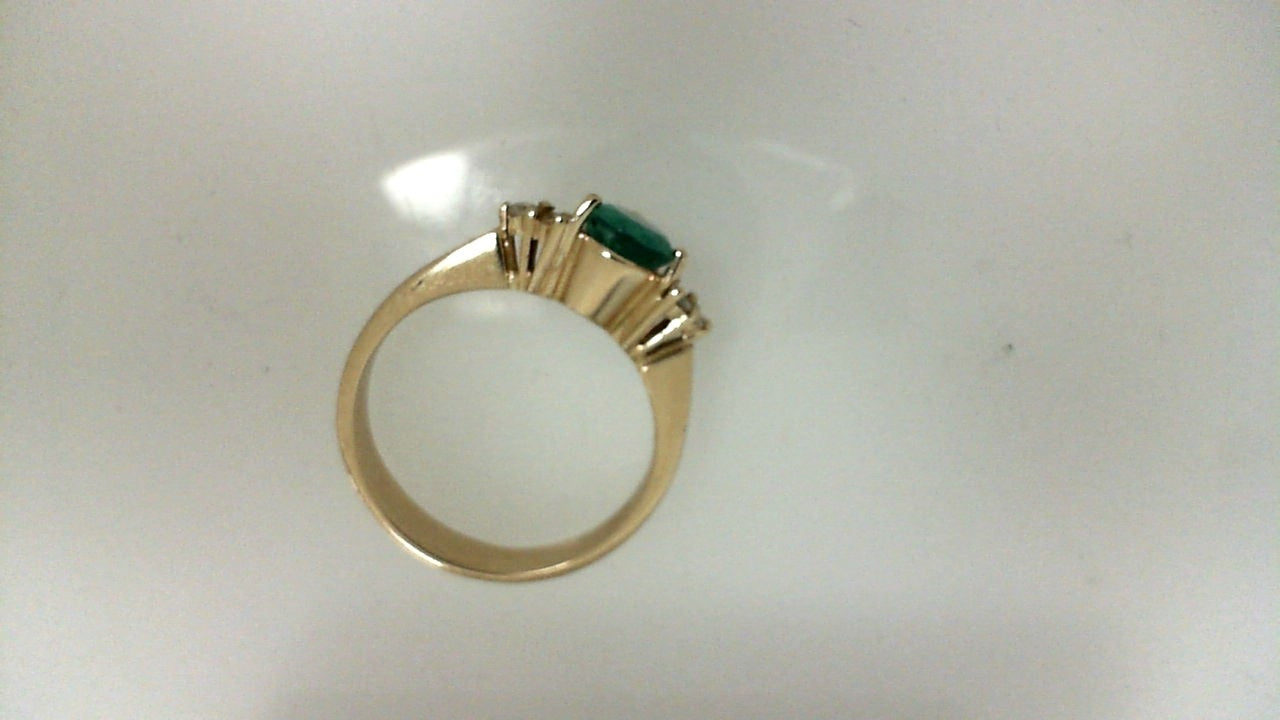 Yellow Gold Pear Emerald Ring