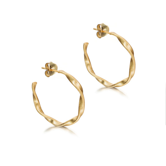 Gold-Plated Silver Love Hoop Earrings
