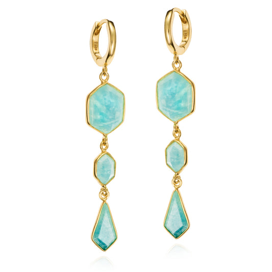Gold-Plated Silver Geometric Amazonite Earrings