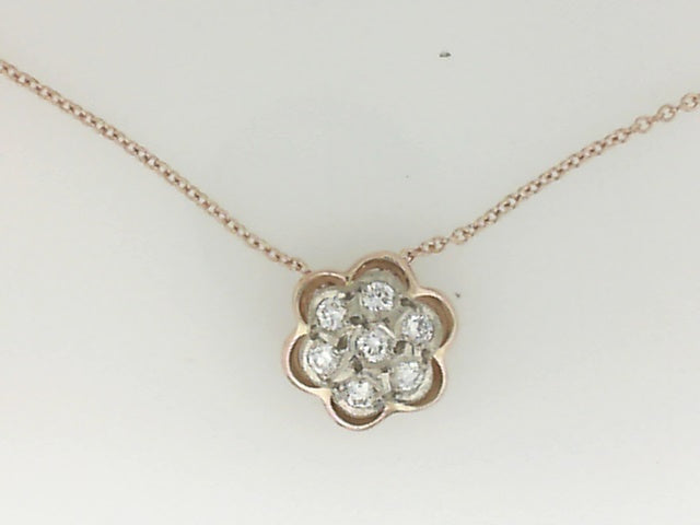 Vintage Rose Gold Cluster Diamond Slide Necklace