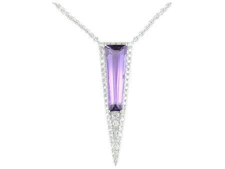 Art Deco Inspired Triangle Necklace with Amethyst and Diamonds