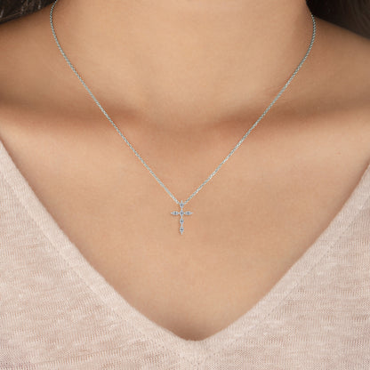 White Gold Lab Grown Diamond Cross Pendant