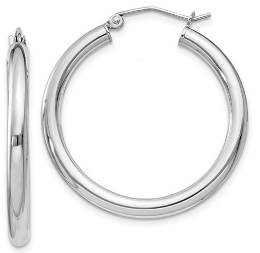 White Sterling Silver Tube Hoops
