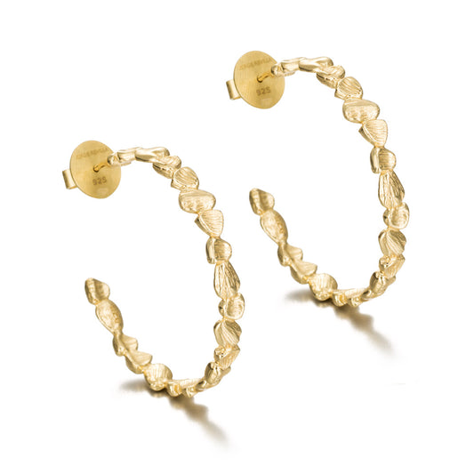 Gold-Plated Silver Nugget Hoop Earrings