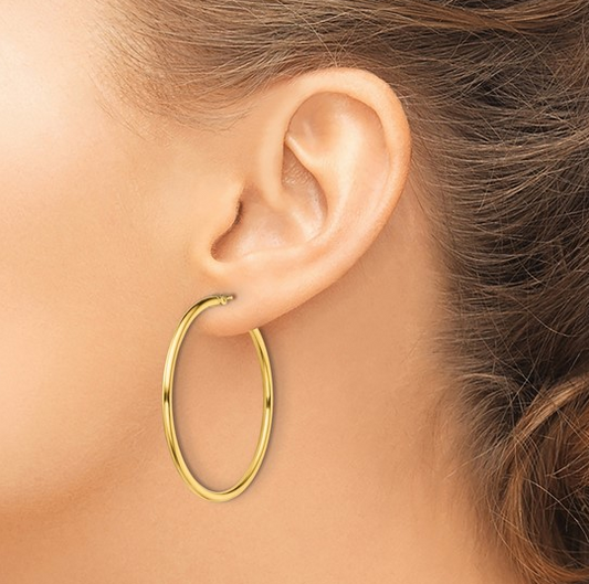 Yellow Sterling Silver Tube Hoops