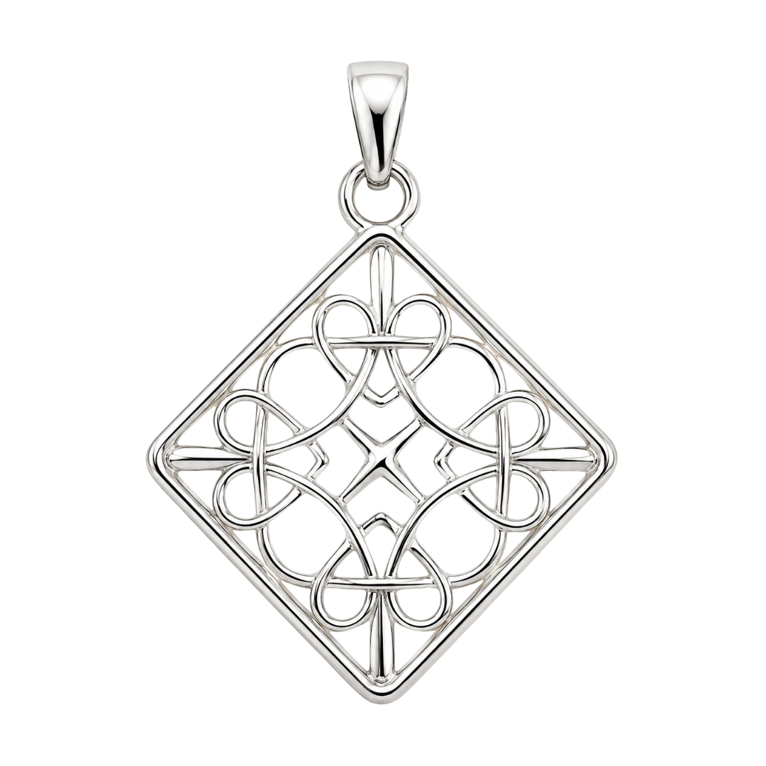 White Sterling Silver Filigree Drop Pendant