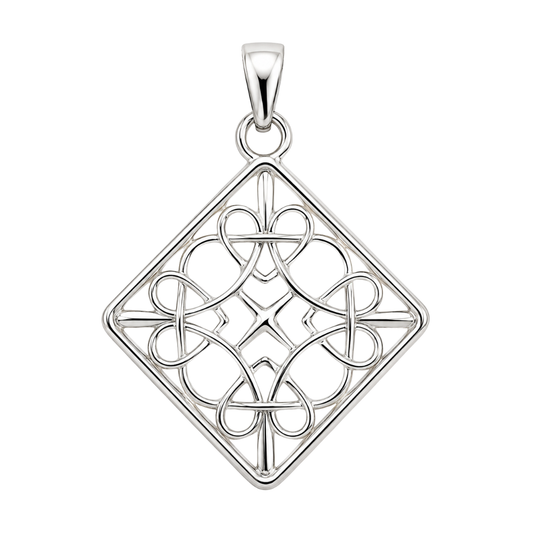 White Sterling Silver Filigree Drop Pendant
