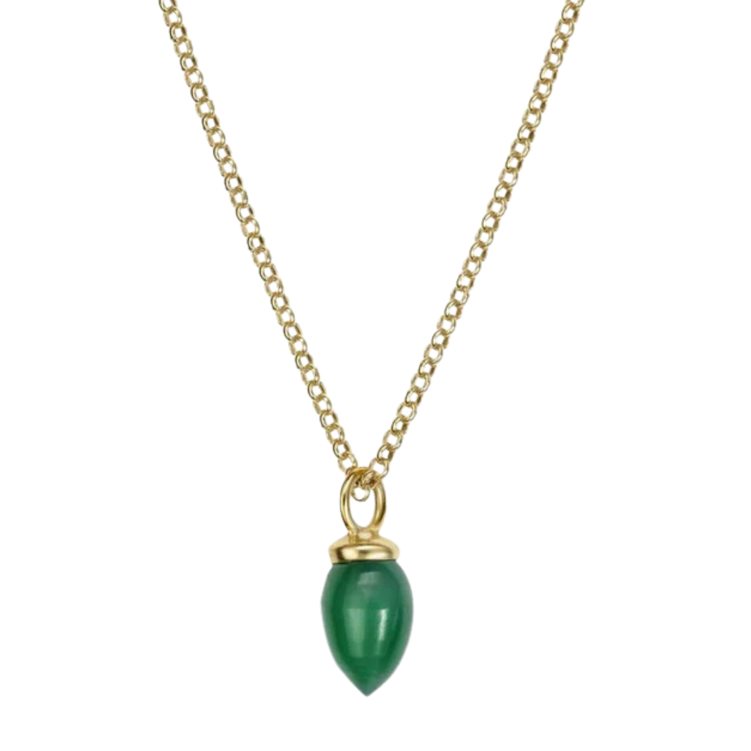 Gold-Plated Silver Green Onyx Pendulum Pendant