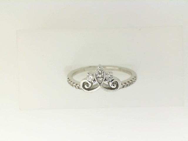 White Gold Round Diamond Crown Wedding Band