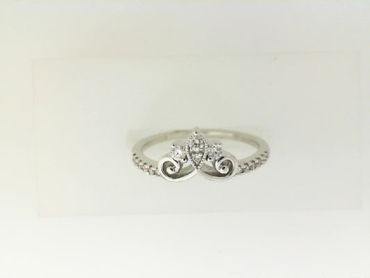 White Gold Round Diamond Crown Wedding Band