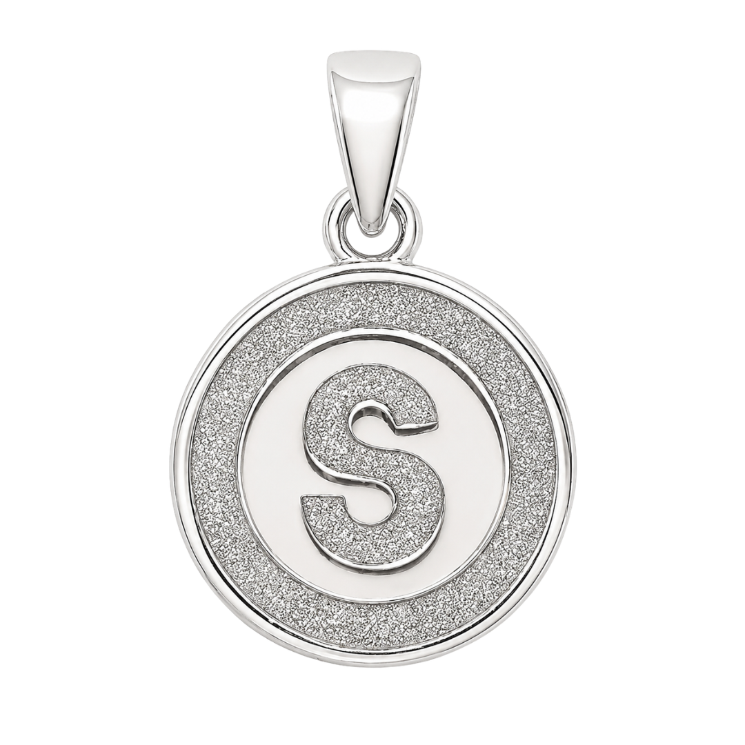 White Silver S Initial Charm