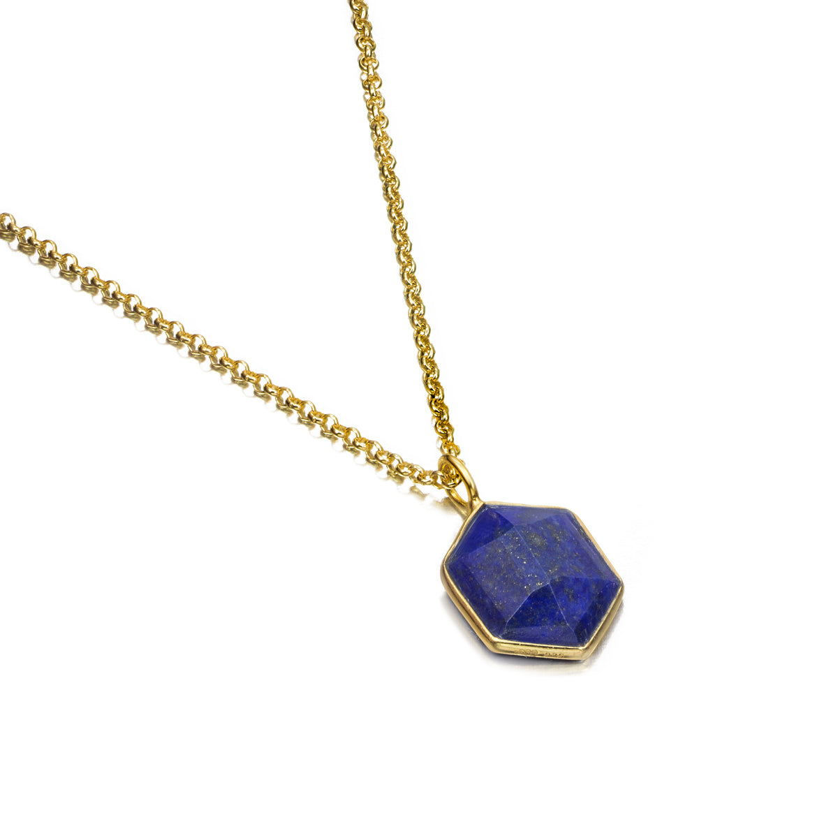 Gold-Plated Lapis Lazuli Geometric Pendant