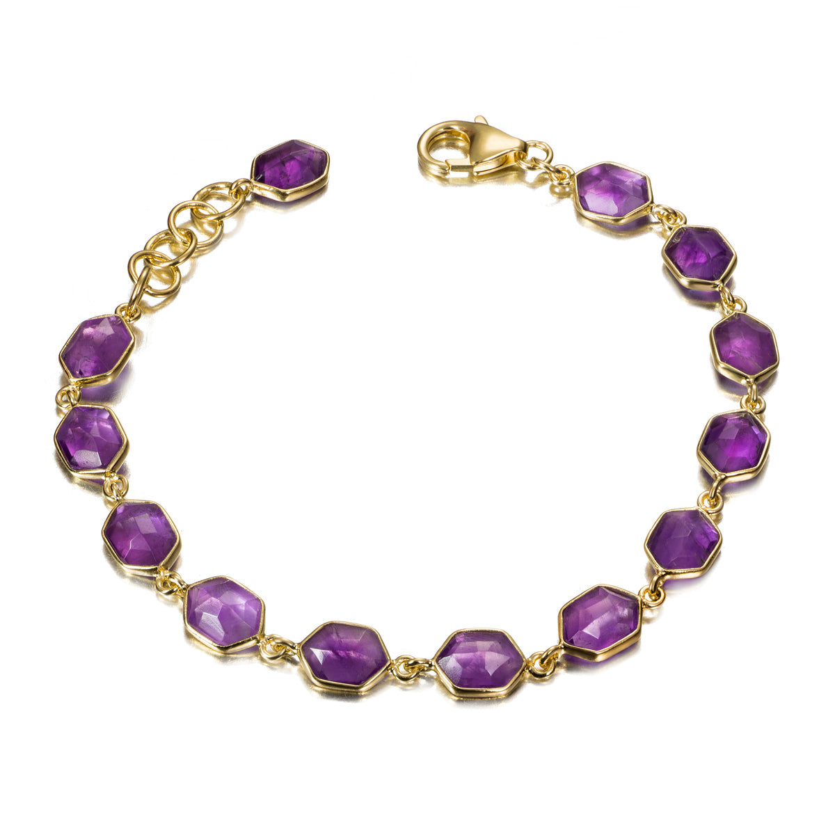 Yellow Silver Fantasy Cut Amethyst Geometric Bracelet