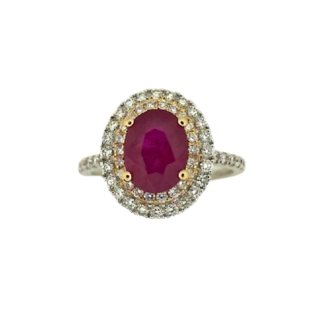 Double Halo Ruby Ring
