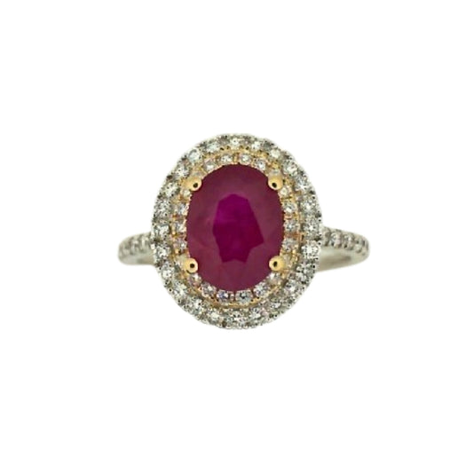 Double Halo Ruby Ring