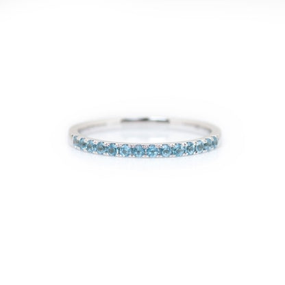 White Gold Round Aqua Stacking Band