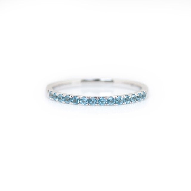 White Gold Round Blue Topaz Stacking Band