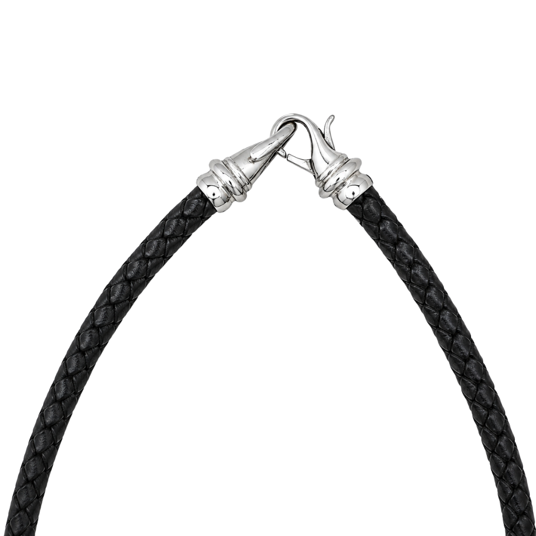 White Stainless Steel Leather Necklace