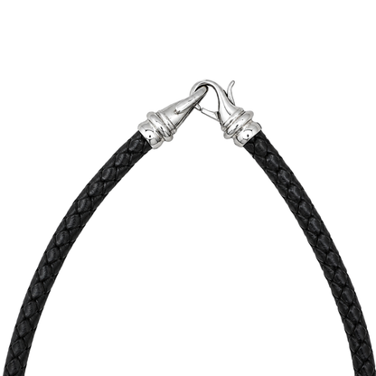 White Stainless Steel Leather Necklace