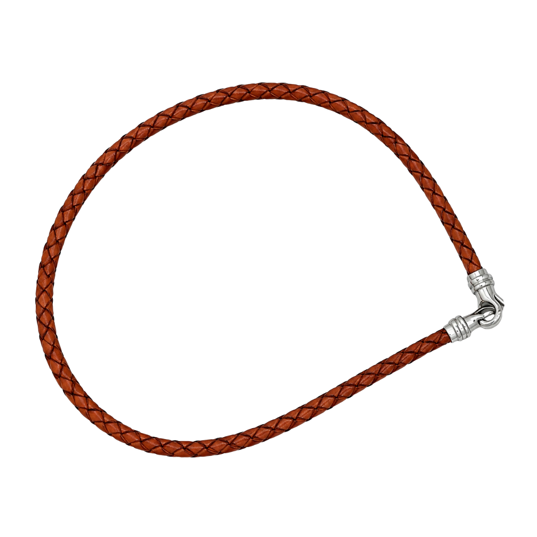 White Stainless Steel Leather Necklace