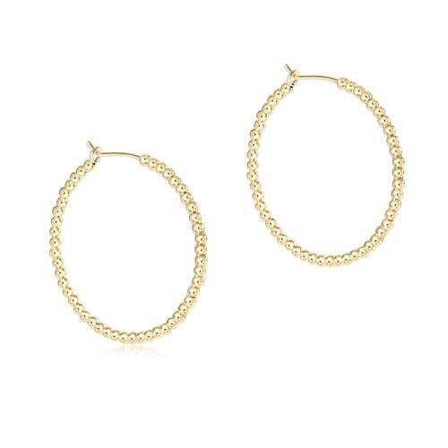 Beaded gold 1.25" hoop - 2mm bead gold