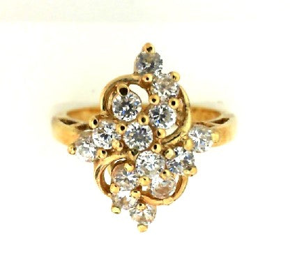 Vintage Yellow Sterling Silver Cluster Ring