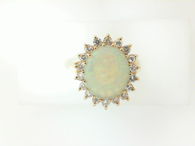 Yellow Gold Oval Opal Cocktail Ring