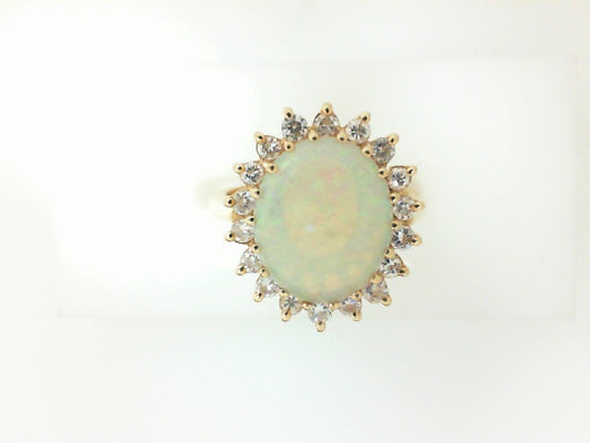 Yellow Gold Oval Opal Cocktail Ring
