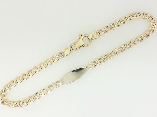 Vintage Yellow Gold Anchor Link Id Bracelet