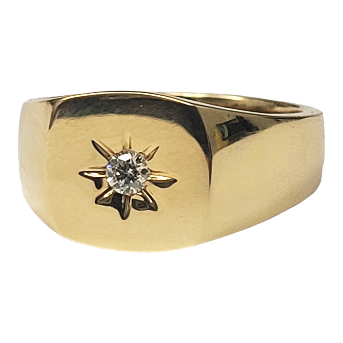 Yellow Gold Celestial Signet Diamond Ring