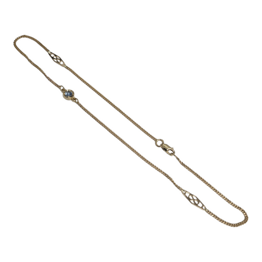 Vintage Yellow Gold Blue Station Anklet