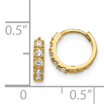 Yellow Gold Cz Huggie Earrings