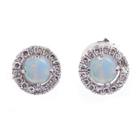 October Birthstone Opal and Diamond Earrings