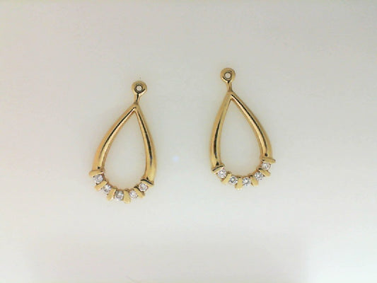 Yellow Gold Round Diamond Teardrop Earrings