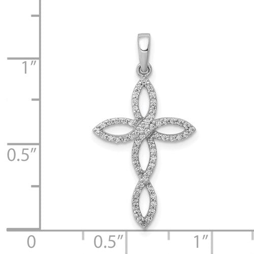 White Gold Round Diamond Cross Pendant