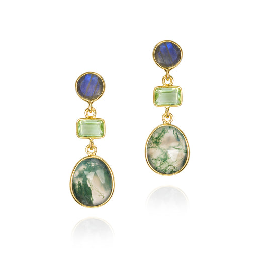 Laboradorite and Green Amethyst Drop Earrings