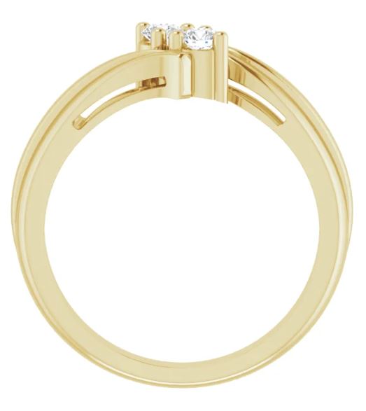 Yellow Gold Round Diamond 2 Stone Ring