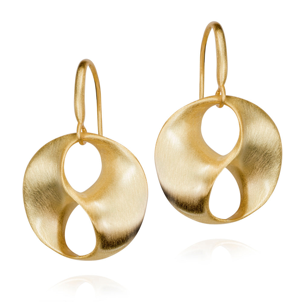 Gold-Plated Silver Matte Love Drop Earrings