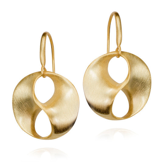 Gold-Plated Silver Matte Love Drop Earrings