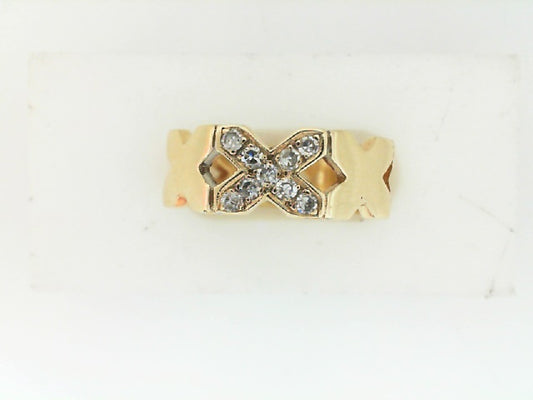 Vintage Yellow Gold X Design Diamond Ring