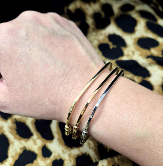 White Gold Square Bangle Bracelet