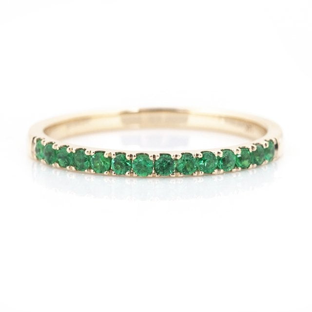 Yellow Gold Round Emerald Stacking Band