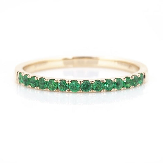Yellow Gold Round Emerald Stacking Band
