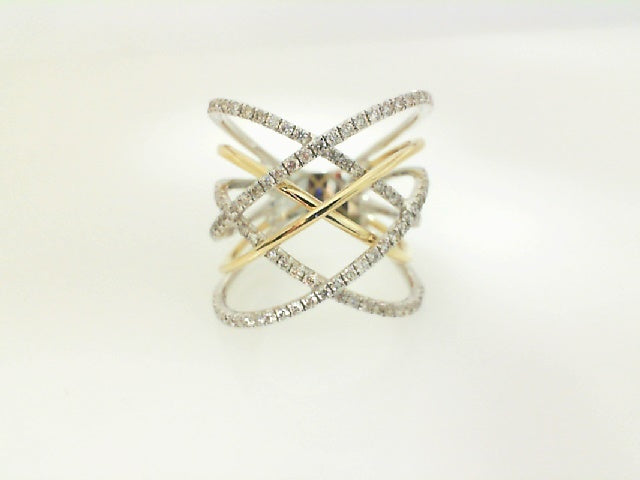 Two Tone Open Crossover Contemporary Diamond Ring