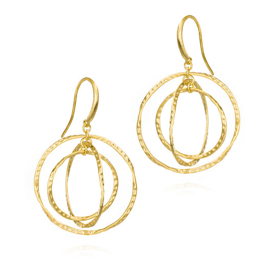 Yellow Silver Concentric Circle Earrings