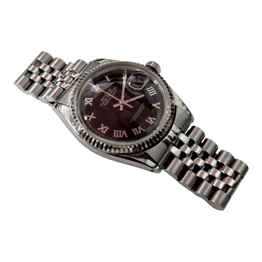 White Stainless Steel Rolex Datejust with Black Dial and Jubilee Bracelet