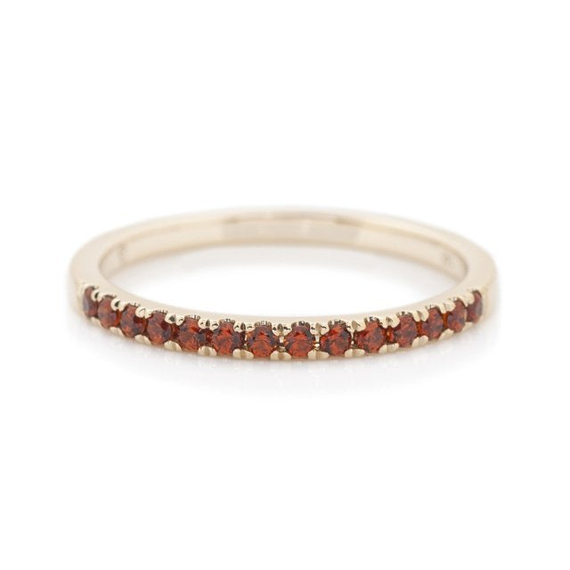 Yellow Gold Round Garnet Stacking Band