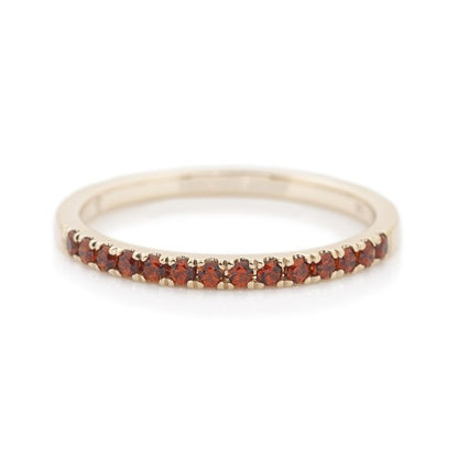 Yellow Gold Round Garnet Stacking Band