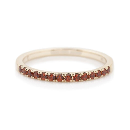 Yellow Gold Round Garnet Stacking Band